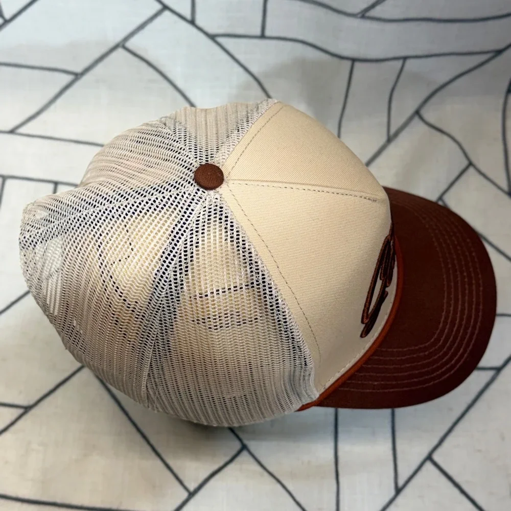 Dirt Pile Creative Company Trucker Hat OSFM Brown Cream Gahlee Snapback Mesh Cap